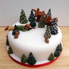 shooting scene novelty christmas cake