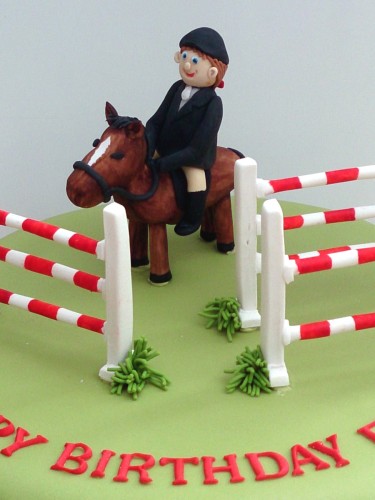 show jumping themed novelty birthday cake
