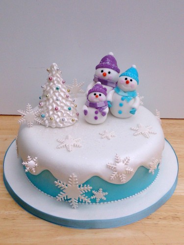 snowman family novelty christmas cake