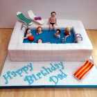 swimming pool novelty birthday cake with sunbeds