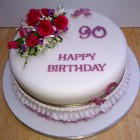 90th birthday cake with a sugar rose spray