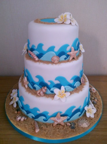 beach kite surf themed novelty 3 tier wedding cake