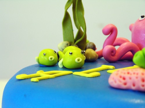 Aquarium themed birthday cake