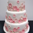 3 tier pretty pink floral wedding cake