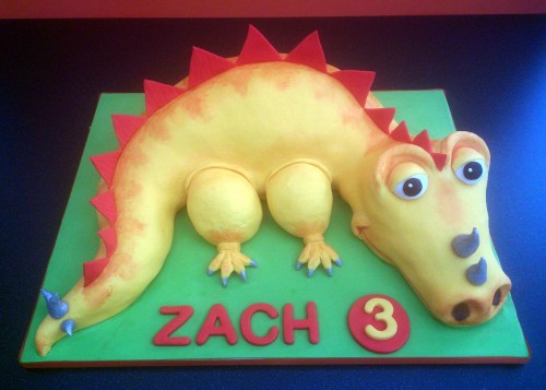 colourful kids dinosaur cake