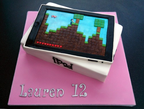 ipad novelty birthday cake with minecraft game