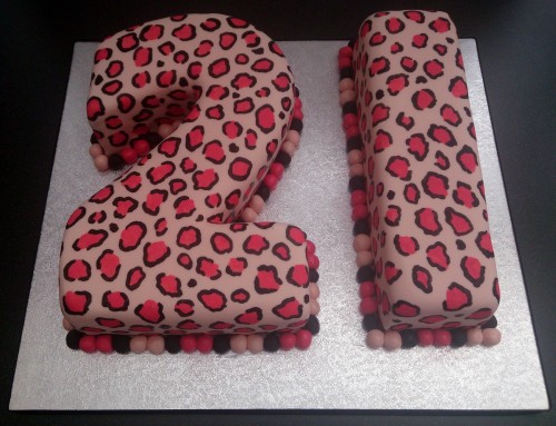 pink leopard print 21st birthday cake
