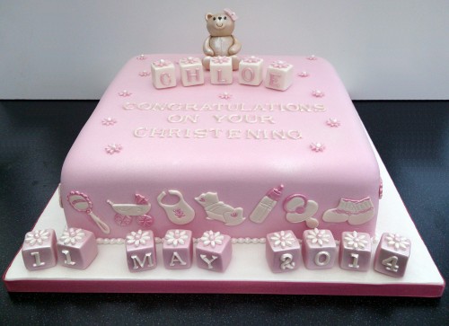 pretty pink christening cake