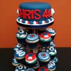 rangers football club themed cupcake tower