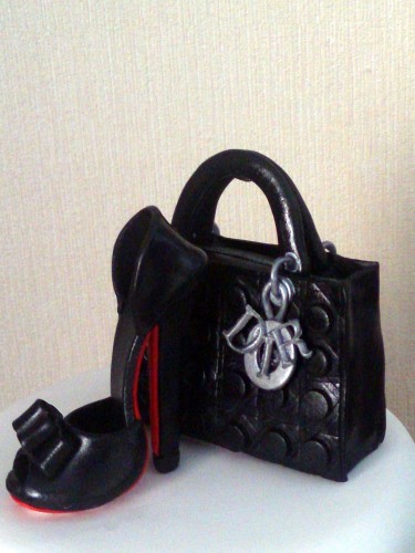 shoe and lady dior handbag 2 tier novelty cake