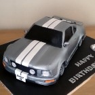 silver ford mustang car with stripes cake