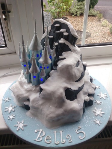disney frozen castle with lights birthday cake sponge poole dorset detail 1[1]