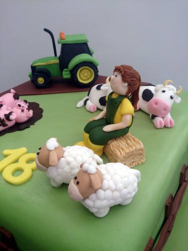 down on the farm birthday cake with tractor sheep pigs cows farmhand