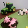 down on the farm birthday cake with tractor sheep pigs cows farmhand  thumbnail