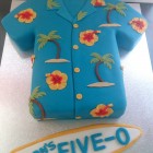 hawaiian shirt novelty birthday cake with surf board