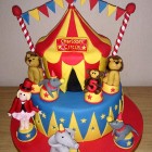 circus themed novelty birthday cake with lions elephant seals monkey girl ringmaster