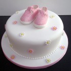 little pink gingham shoes birthday cake