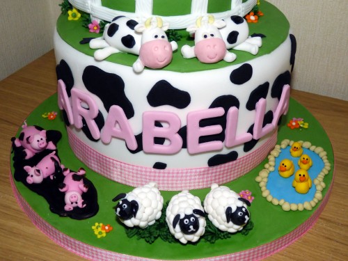 2 Tier Down on the Farm Birthday Cake