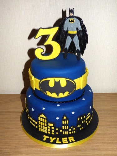 Batman Themed 2 Tier Birthday Cake