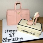 Mulberry Pink Handbag with Jimmy Choo Shoe Birthday Cake