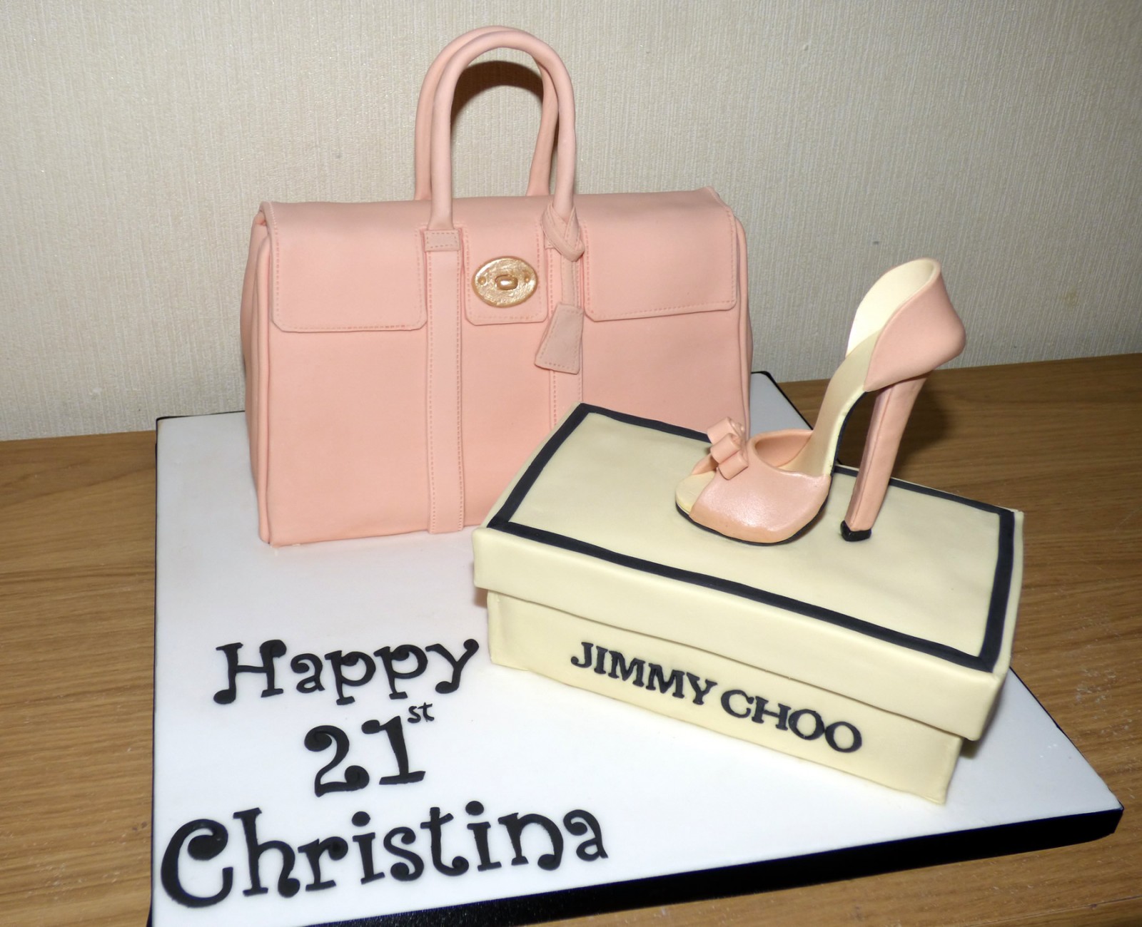 Custom Cakes by Manisha - Jimmy Choo and Burberry shoes, Louis Vuitton Bag  and a wine glass full of pearls, what more can you ask for ;-)