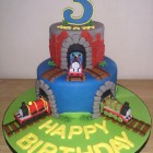 Thomas the Tank Engine Themed 2 Tier Cake With Tunnels and Track