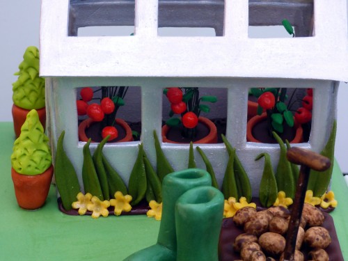 Gardeners Inspired Birthday Cake With Green House Vegetables