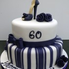 Glamourous 2 tier 60th birthday cake with stiletto shoe