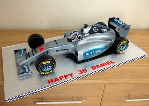 Lewis Hamiltons mercedes f1 race car cake