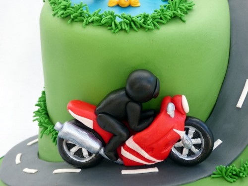 countryside motorbike ride themed birthday cake
