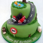 countryside motorbike ride themed birthday cake