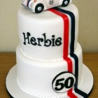 herbie inspired 2 tier birthday cake with topper