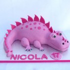 pink dinosaur birthday cake