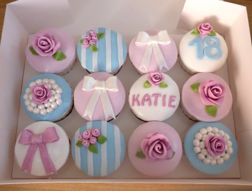 shabby chic style birthday cupcakes