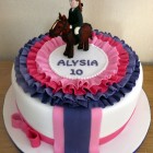 show jumping pony with rosette themed birthday cake