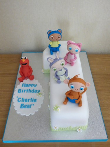 waybuloo characters 1st birthday cake with a guest appearance from elmo