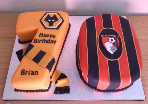 wolves and bournemouth supporters 70th birthday cake