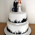 2 tier motorbike themed wedding cake