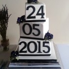 3 tier blocks with wedding date wedding cake