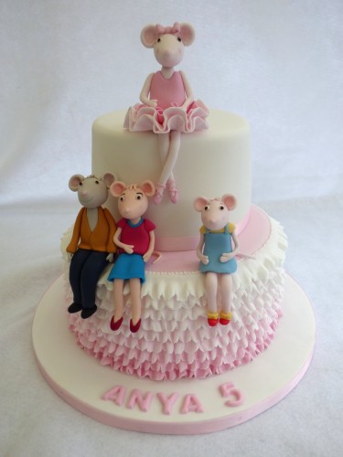 angelina ballerina and family 2 tier birthday cake