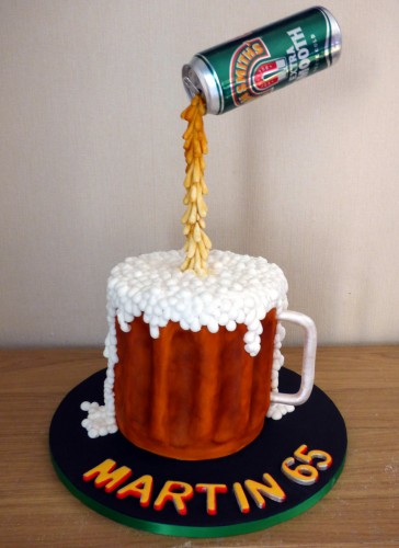 can of john smiths suspended birthday cake
