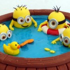 minions in a hot tub birthday cake