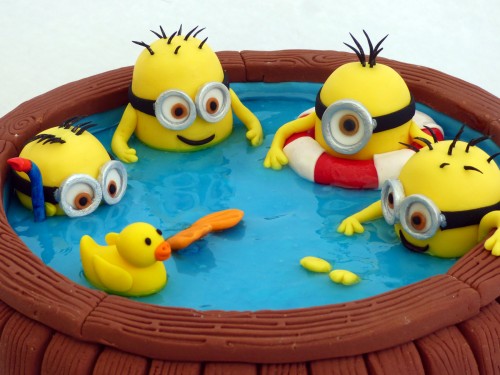minions in a hot tub birthday cake
