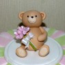 simple striped birthday cake with bear carrying a bouquet of roses sponge poole dorset detail thumbnail