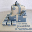 2 tier boys christening cake with bears