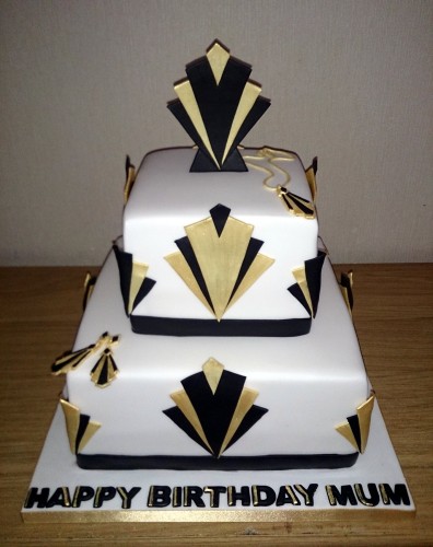 art deco inspired 2 tier birthday cake