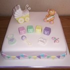 baby shower christening cake pram teddy blocks and bunting