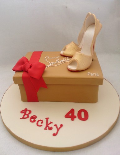 christian louboutin shoe box and shoes birthday cake