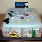 csi new york themed birthday cake chalk outline