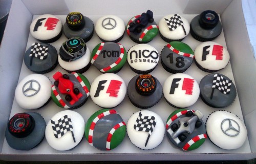 f1 nico rosberg mercedes themed cupcakes